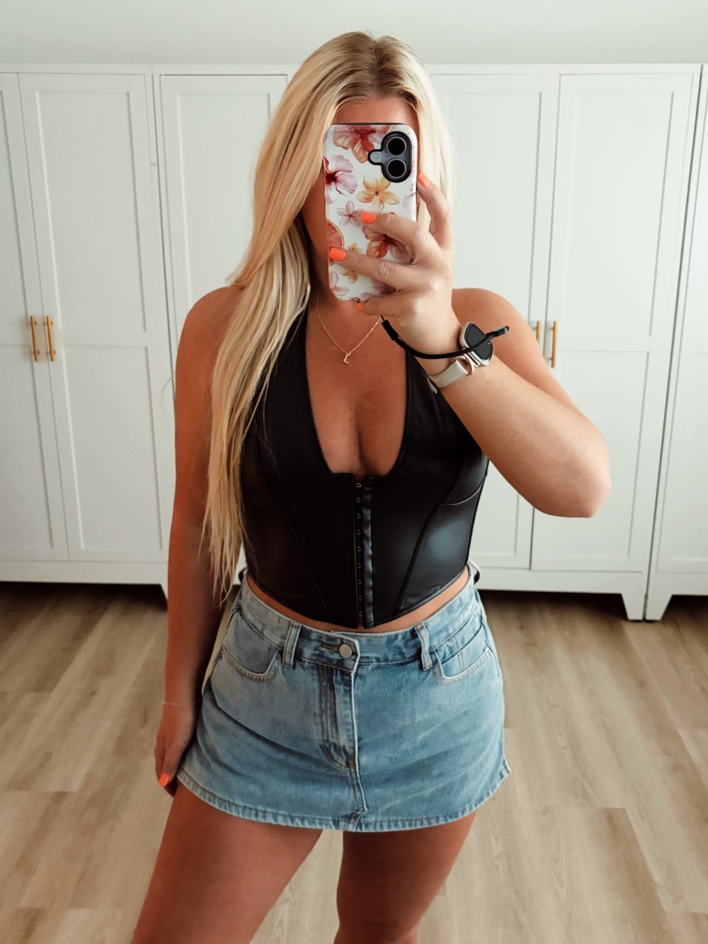 Black Faux Leather Halter Corset Top